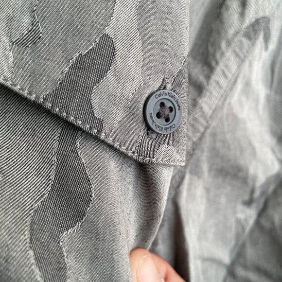 Calvin Klein Men Camo Button-Down Casual Shirt Green XL Military Army Camouflage - Picture 9 of 12